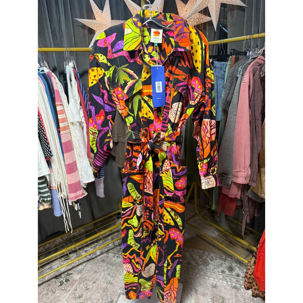 NEW Farm Rio Psychedelic Garden Jumpsuit Black Size XS - Picture 6 of 9